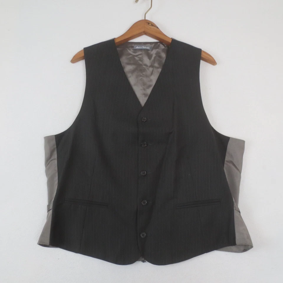 Oscar De La Renta 3 Piezas Traje Chaqueta 43R Pantalones 37x30 Chaleco Gris Lana Cachemira Foto 4 de 4