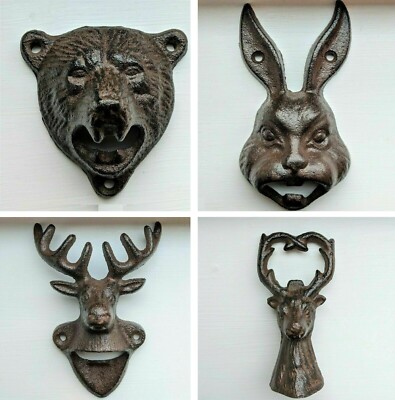 Tier Flaschenöffner Hirschbär Kopf Gusseisen Metall Wandmontage Flaschenöffner