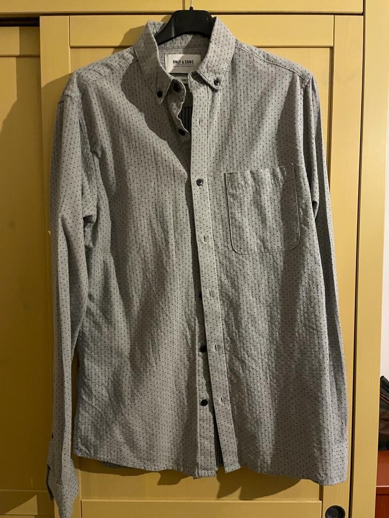 Camicia Uomo Slim Only & Sons - Camicia A Maniche Corte Con Righe Verticali Marrone Camicia Lino Uomo Slim Fit - Foto 8