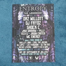 Rave Flyer, A5, Entropy, Old Skool Dance Club Memorabilia, Rave Flyers