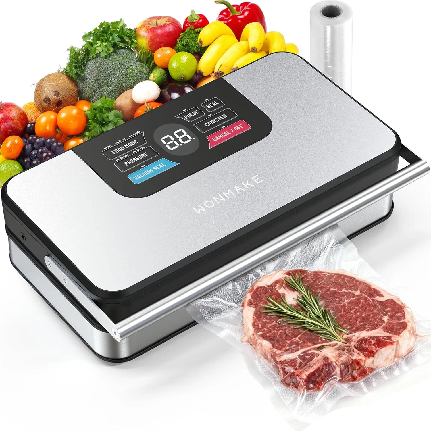 95Kpa Automatic Vacuum Sealer with Cutter & Roll Storage - Stainless Steel
Opens in a new window or
