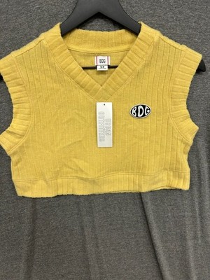 BDG Urban Outfitters Crop Vest Sweater Womens Small Yellow