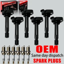 6X OEM Ignition Coil & 6 Iridium Spark Plug For Honda Accord Odyssey Acura UF242
