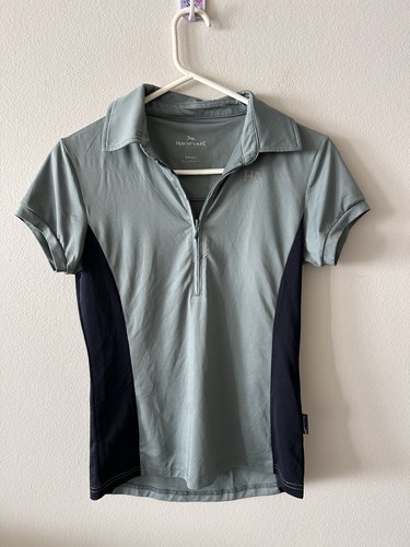 HorseWare Women Sm 1/4 Zip Polo Shirt Short Sleeve Mesh Side Vented Equestrian