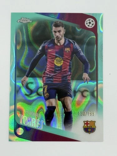 Ferran Torres 2025-26 Topps Chrome UEFA UCC Aqua Lava Refractor #/199 Barcelona