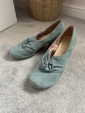 Hotter Donna Shoes Aqua Blue Suede - Size 7.5