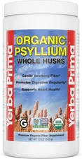 Yerba Prima 12 Oz ORGANIC PSYLLIUM Whole Husks  - Dietary Fiber Supplement