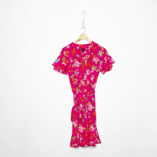 ANN TAYLOR Island Floral Flutter Sleeve Shirtdress Baja Rose pink WOMENS S