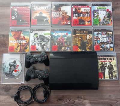 Sony Playstation 3 PS3 Super Slim 500GB CECH-4204C + 2 Controller + 12 Spiele