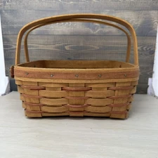 1992 Longaberger Medium Berry Basket Double Handle With Red Trim 10 Inch