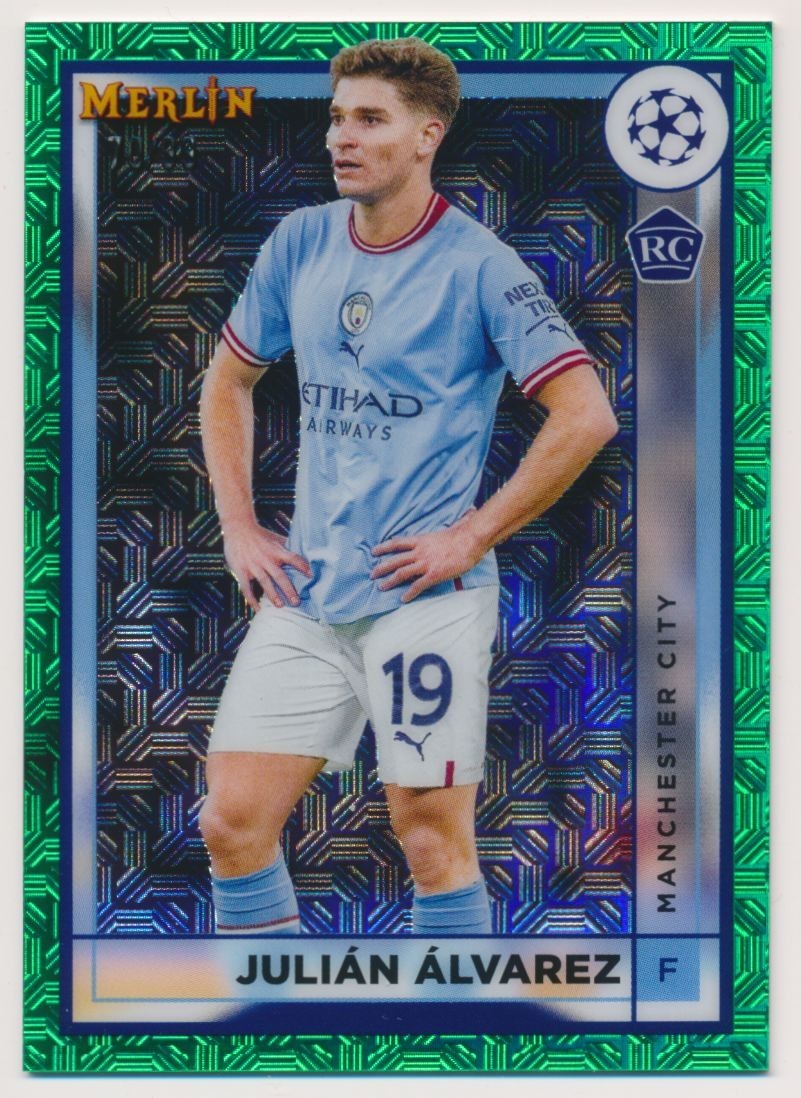 2022-23 TOPPS Merlin UEFA Manchester City Julian Alvarez #94 Green Mojo /99 RC