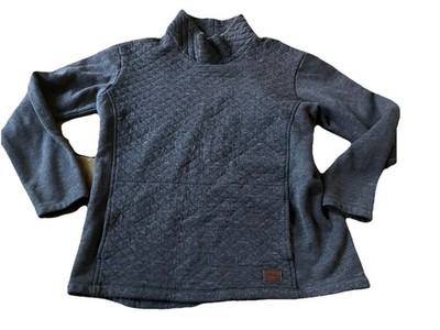 LL Bean Sweatshirt Women Small Dark Gray Quilted Mock Neck Pullover EUC