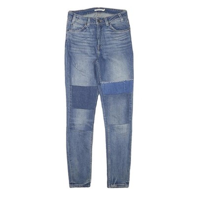 LEVI'S Damen Blau Skinny Jeans Patchwork Baumwollmischung W27 L30 Reißverschluss