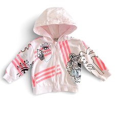 Kenzo Kids Paris Tiger Graphic Zip Hoodie Light Pink Sweatshirt Girls 2 2A 