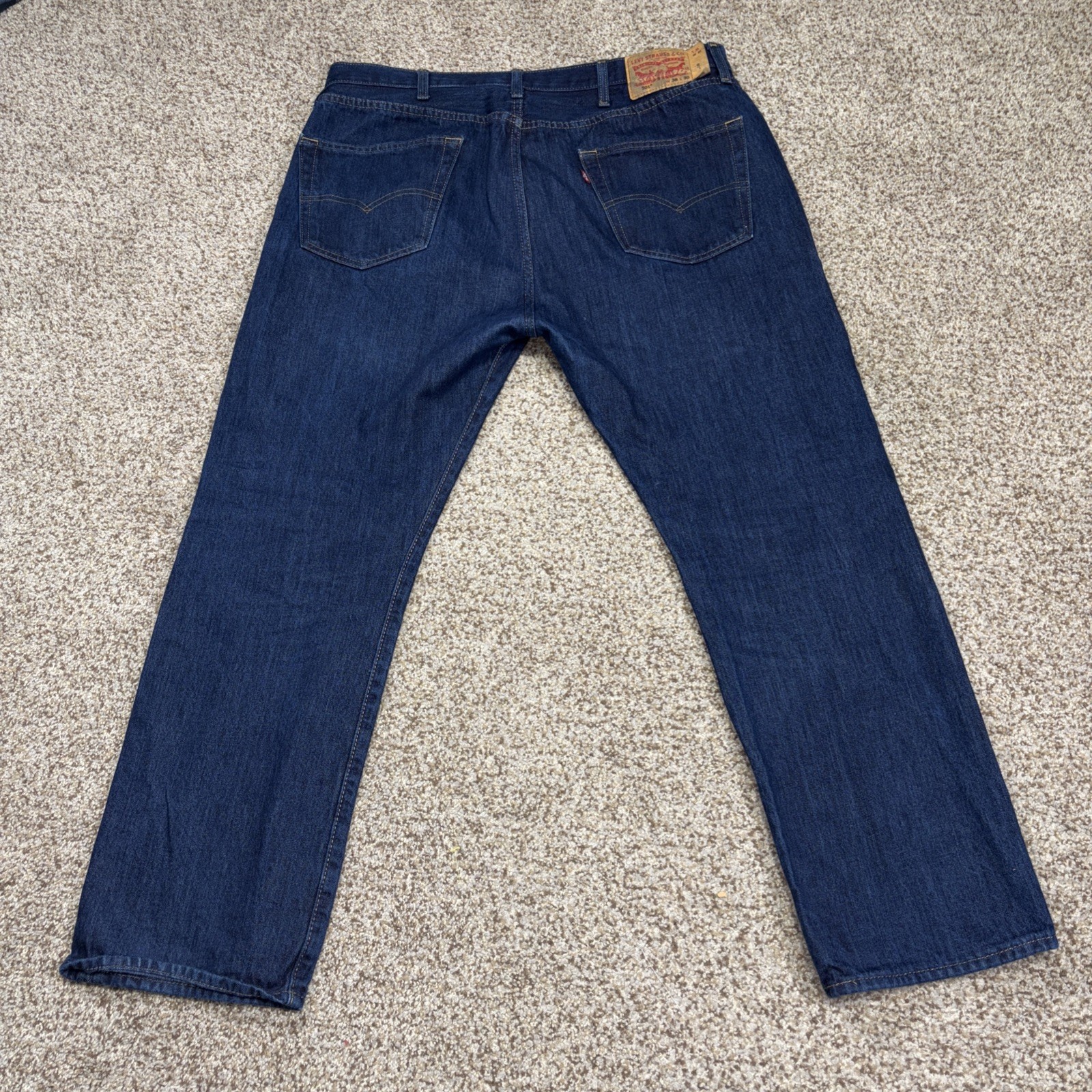 Levis 501 Jeans Mens Tag 38x30 Fits 38 X 29 Blue Straight Button Fly Dark Denim - View 14