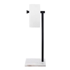 Black Holder Stand Bathroom Tissue Roll Holder with Marble Base Freestanding ...