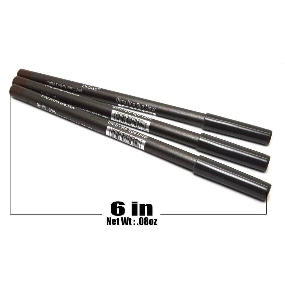 Italia Deluxe Dark Brown Ultra Fine Eyeliner Pencil Set 3 Pcs Makeup Kit Foto 3 de 3