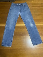 Vintage Rustler Jeans 36 x 34 Made in USA Medium Wash Distressed Straight Leg