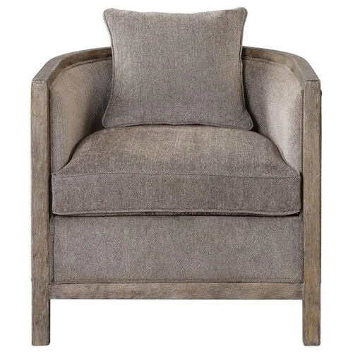Uttermost Viaggio Contemporary Wood and Fabric Accent Chair in Gray - Picture 3 of 9