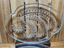Set of (7) VTG Federal Glass Clear Snack Plate Homestead Wheat Design