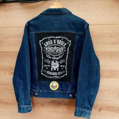 Reworked vintage denim jacket with Guns n Roses on back Size