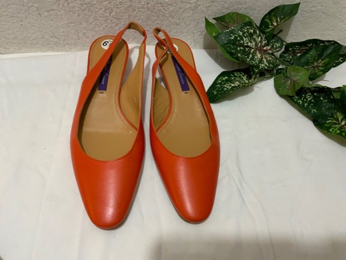 New RALPH LAUREN COLLECTION purple label burnt orange Slingback Pumps 36.5 - Picture 3 of 11