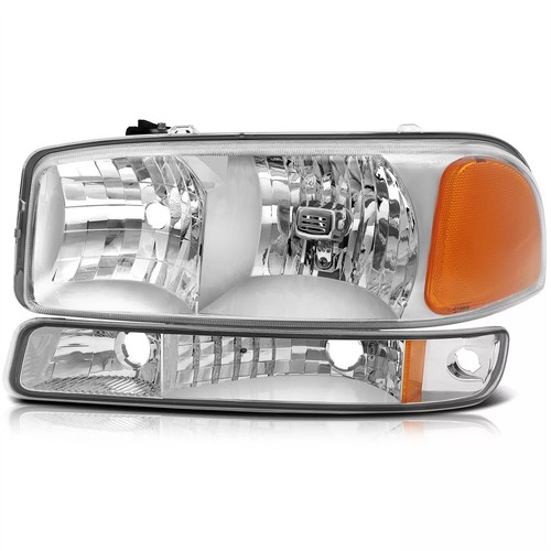 Fit 1999-2006 GMC Sierra 1500 2500 Chrome Headlights+Bumper Signal Lamps 99-06 - Zdjęcie 13 z 15