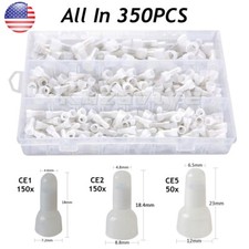 350Pcs Closed End Crimp Cap Copper Core Nylon Terminal Wire Connectors 22-10 AWG