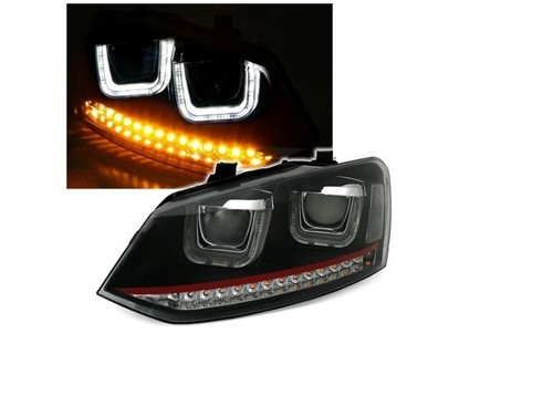 SET HEADLIGHTS VP494 For VW POLO 6R 2009-2012 2013 2014 POLO 6C 2014- BLACK - Picture 3 of 7