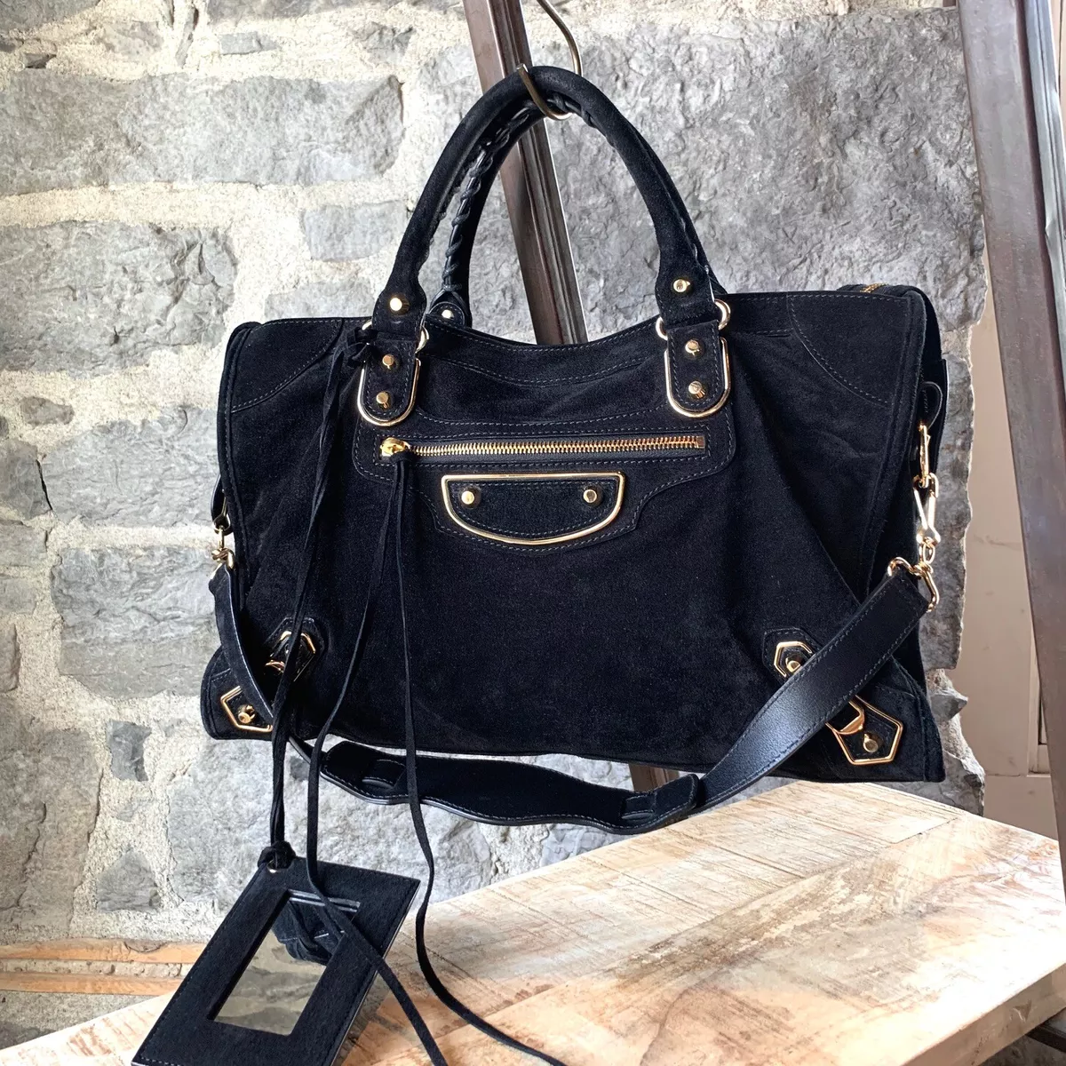 Balenciaga Black Suede Motocross Metallic Edge Classic City Bag Boutique LUCS #22 Balenciaga Black Suede Motocross Metallic Edge Classic City Bag Boutique LUCS