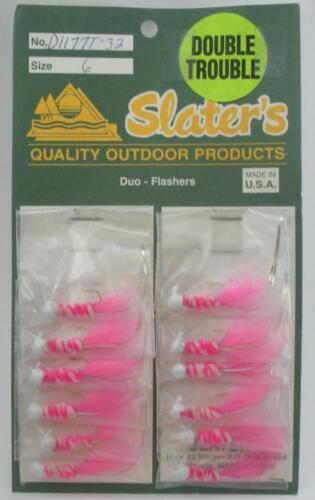 Slater D1177T-32 Double Trouble Jig 1/32 oz Size 6 White/Pink Card of 12 - Picture 1 of 2