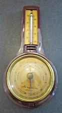 VTG Airguide Barometer Thermometer Brown 3x8" Weather Storm Station Wall Mounted