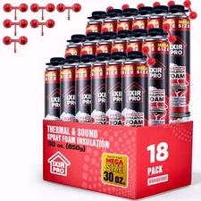 Spray Foam Insulation Can (18 x 30 oz. / 850 g) Mega Size Closed Cell Insulation