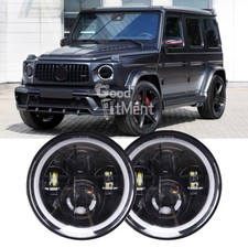 For Mercedes-Benz G-Class 79-09 Pair 7" LED Headlight H/L Beam DRL Angel Eyes