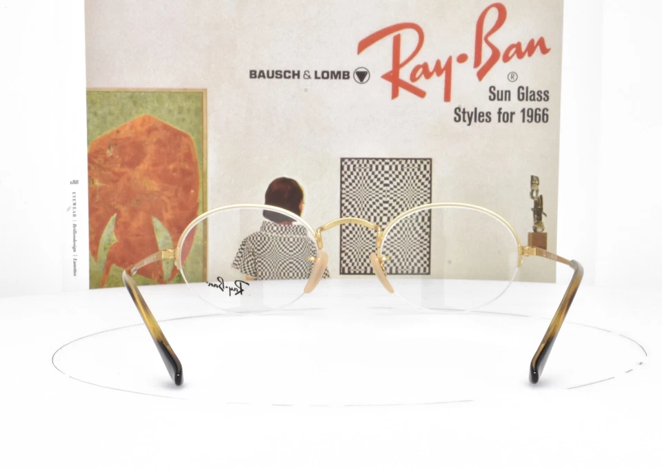 Ray-Ban Eyeglasses Satin Gold Half Rim Round Oval 49-22-145 6547 3033 - Image 4 of 4