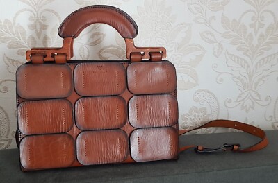 Amazing Yarmolov designer  leather handbag with wooden elements