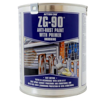ACTION CAN ZG-90 ZG90 Silver Brush on Paint 900ml Tin Galv Galvanising ZG-90 Anti Rust Paint