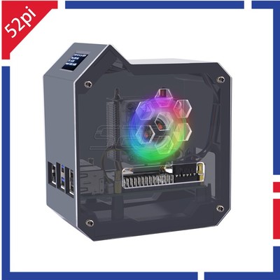 52Pi Raspberry Pi 5 ABS Mini Tower Complete Kit with Ice Tower 0.96 Screen Displ