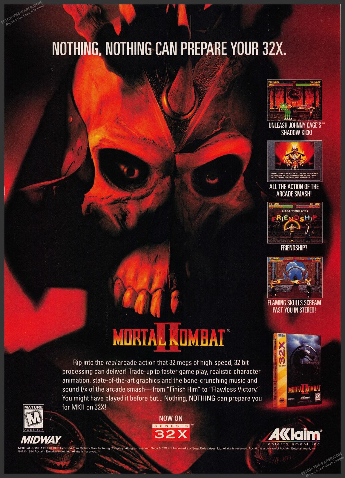 1998 Video Game 2 PG PRINT AD Mortal Kombat 4 PS1 N64 Midway Darkness Is  Calling