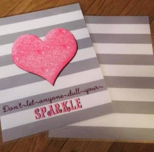 Gray/White Stripe Heart Sparkle Quote Cover Set 4 use w/ Erin Condren Planner~