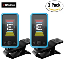 2-PACK D'Addario PW-CT-17BU Eclipse Headstock Guitar/Bass Chromatic Tuner Blue