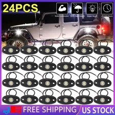 White Rock Lights 24PCS High Power Pure White Underbody Glow Lamp Pods SUV Truck
