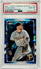 Chad Kuhl 2021 Topps Chrome Update Sapphire Edition #105 PSA GEM MINT 10 POP = 2