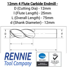 Image of Solid Carbide End Mill 4 Flute TiAlN Coated. Micrograin Carbide. Slot Drill.