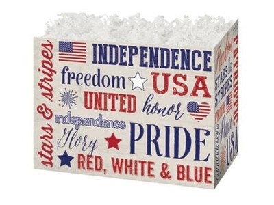 Large PATRIOTIC EXPRESSION Design gift Basket Box 10.25''x6''x7.5'' (CLOSEOUT ITEM)
