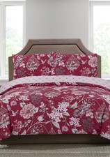 Vantona Classic Birdcage Duvet Cover Set-Claret| 50% Polyester 50% Cotton Floral