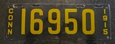 1915 Connecticut CT Porcelain license plate Car Tag Automobile Registration Auto