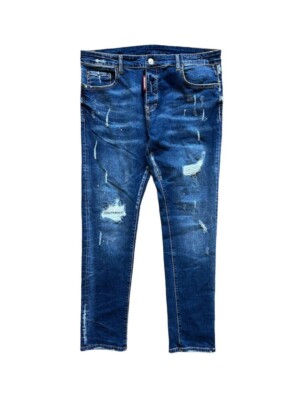 パンツ DSQUARED2 damege skiny denim Dsquared2 SKI jeans distressed painted jeans skinny blue
