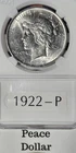 1922 $1 Peace Dollar Philadelphia Silver Coin BU Condition US Coin