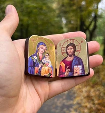 Diptych icon of Jesus Christ and the Mother of God, 2x1.6 in